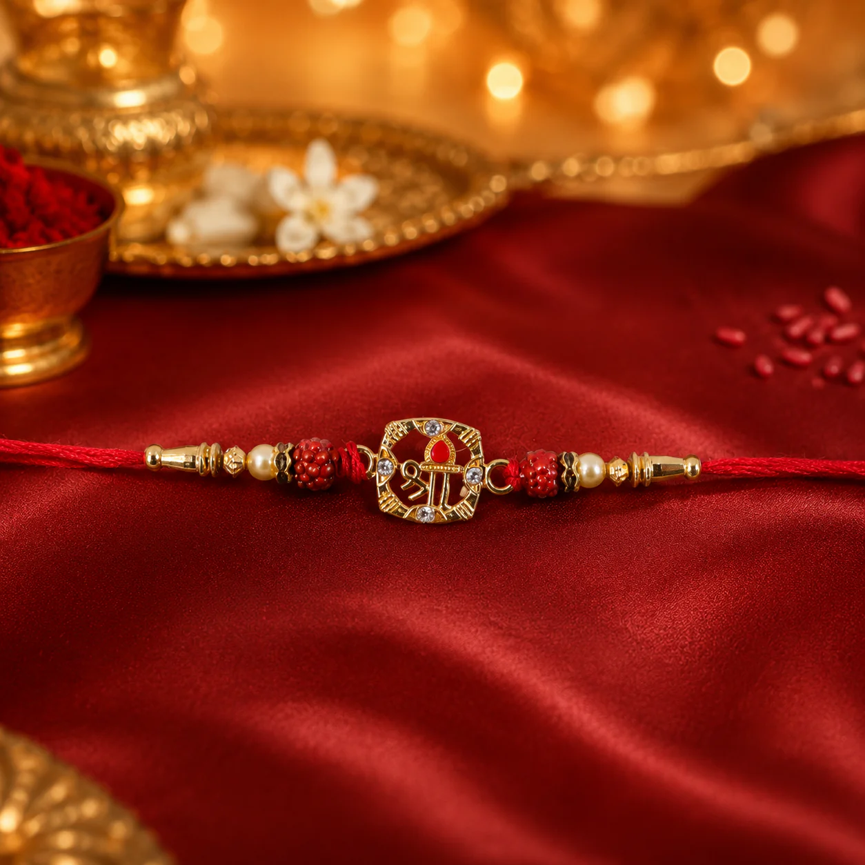 Rudraksha Rakhi – Elegant Traditional Festival Accessory - Image 2