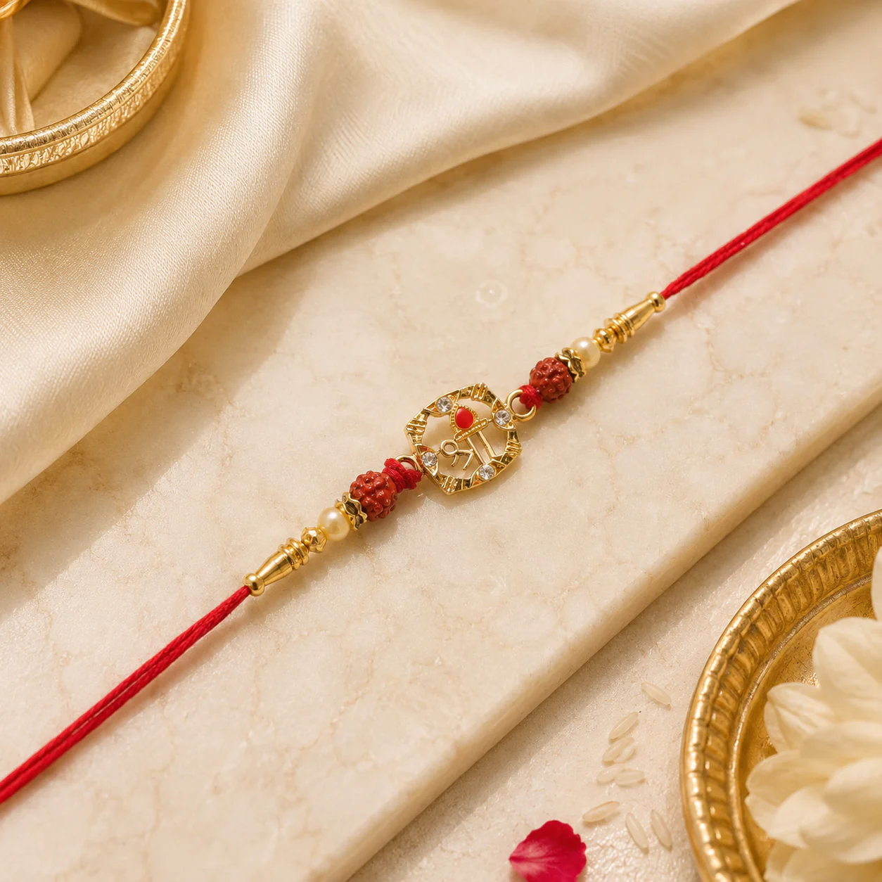 Rudraksha Rakhi – Elegant Traditional Festival Accessory - Image 3