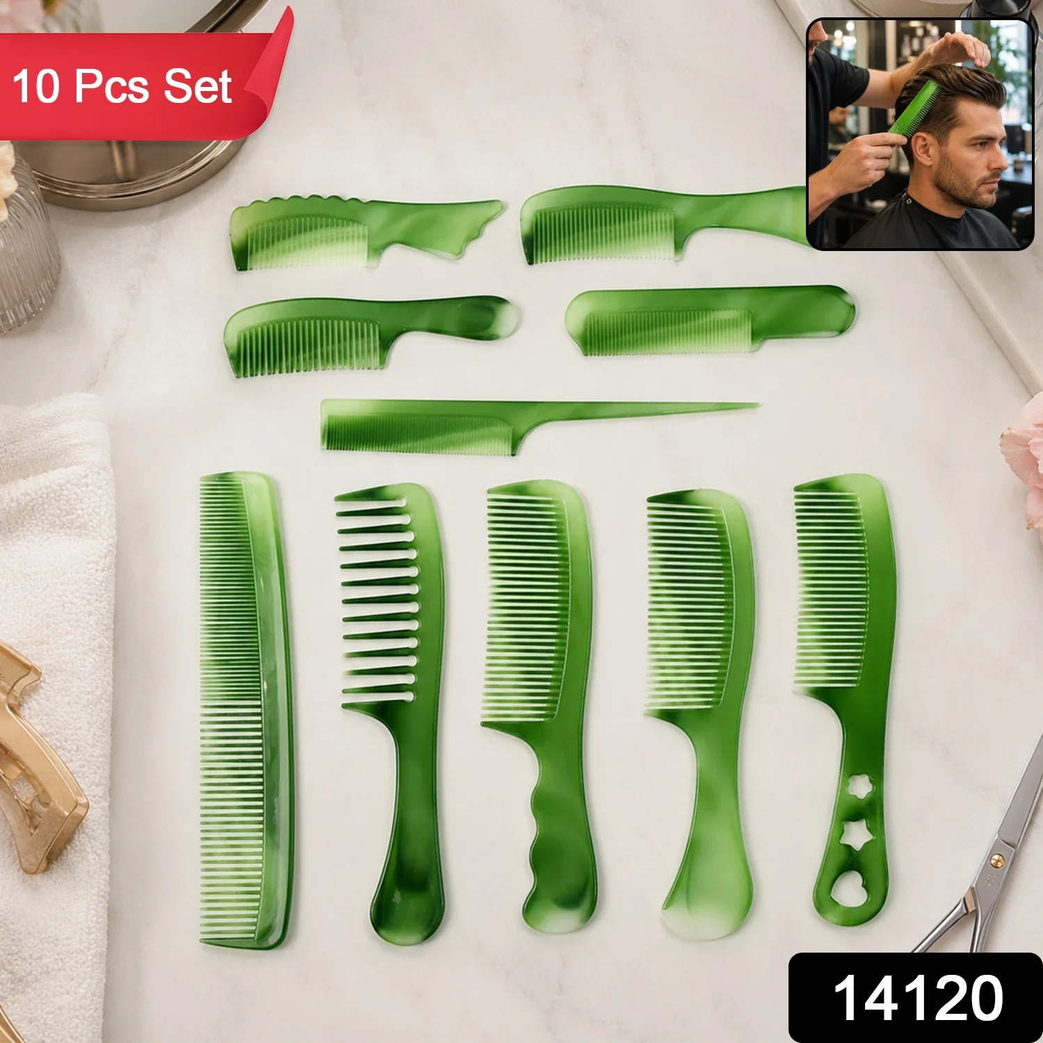 Salon Multipurpose Hair Comb 10 Pc Set Styling Grooming Professional Use (1 Set) - Image 2