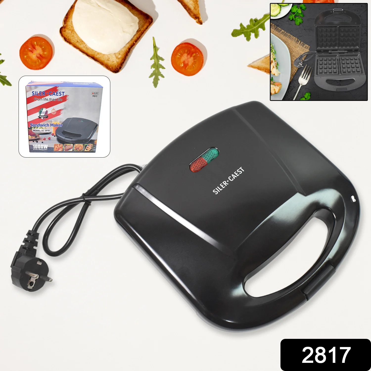 Sandwich Maker – Non-Stick, 2 Square Slice Toaster | Dabster - Image 2