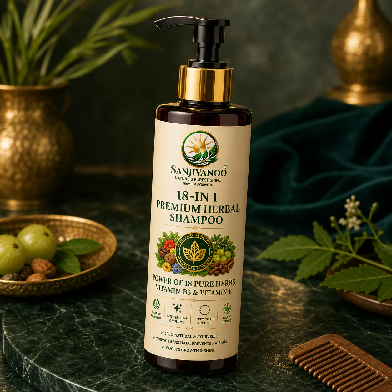Sanjivanoo 18 In 1 Premium Herbal Shampoo Ayurvedic Hair Care (200ml) - Image 5