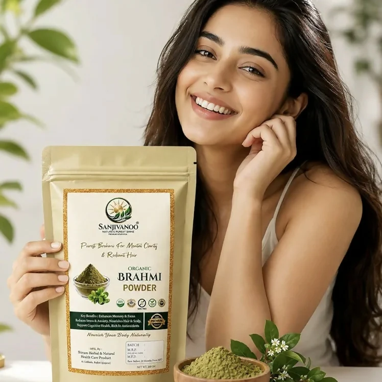 Sanjivanoo Brahmi Powder Memory Hair Growth Ayurvedic Herb (200 GM) - Image 2