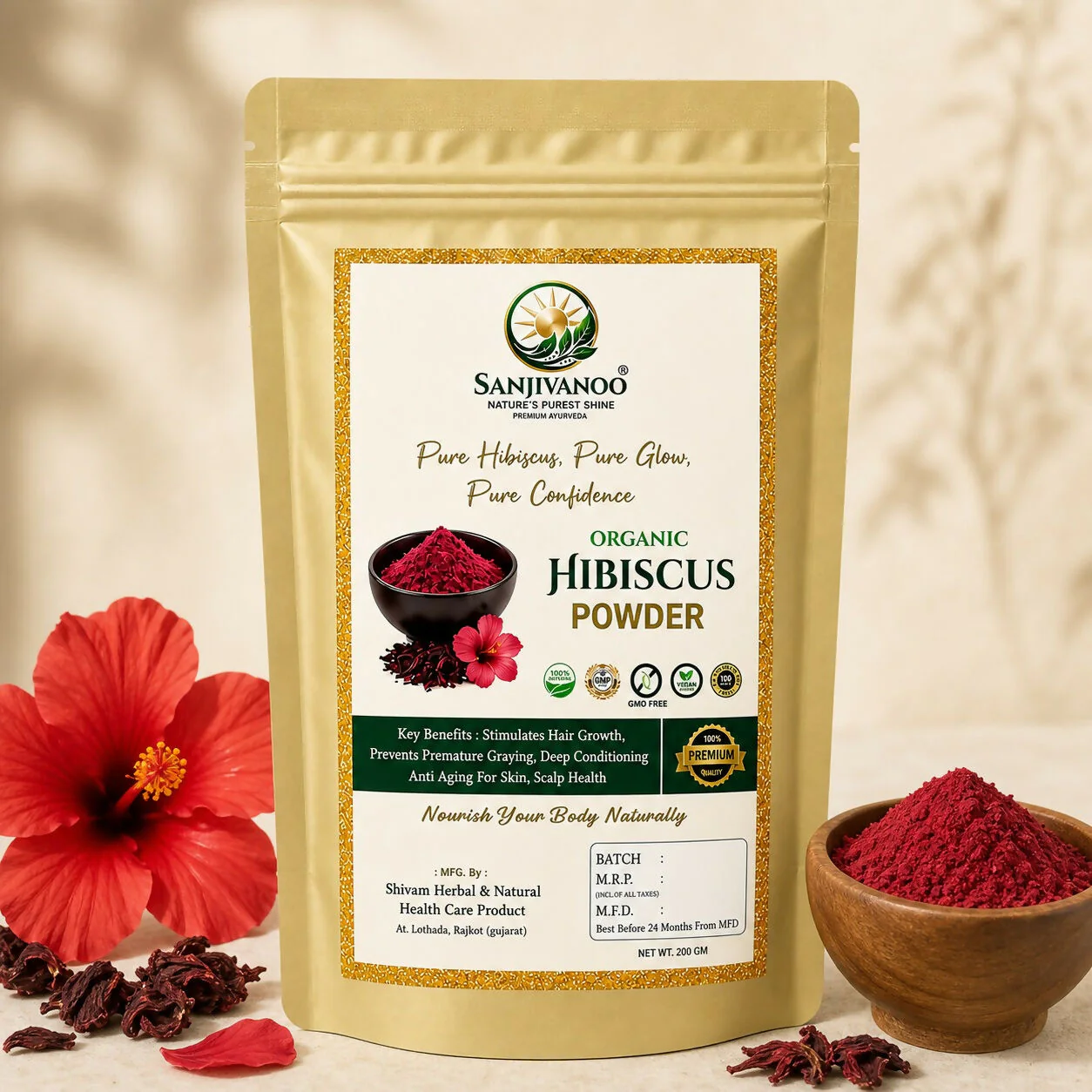 Sanjivanoo Hibiscus Powder Hair Growth Skin Care Herbal (200 GM) - Image 4