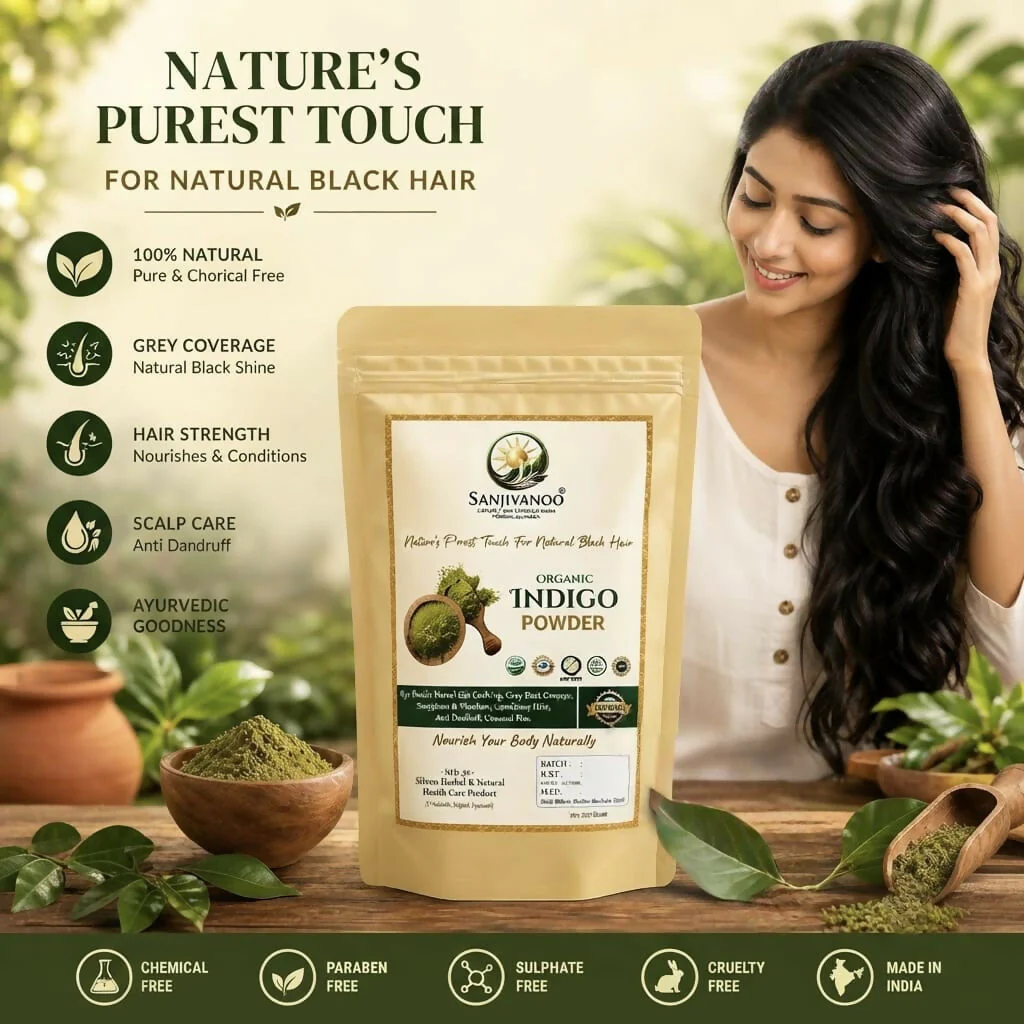 Sanjivanoo Indigo Powder Natural Hair Color Chemical Free Dye (200 GM) - Image 3