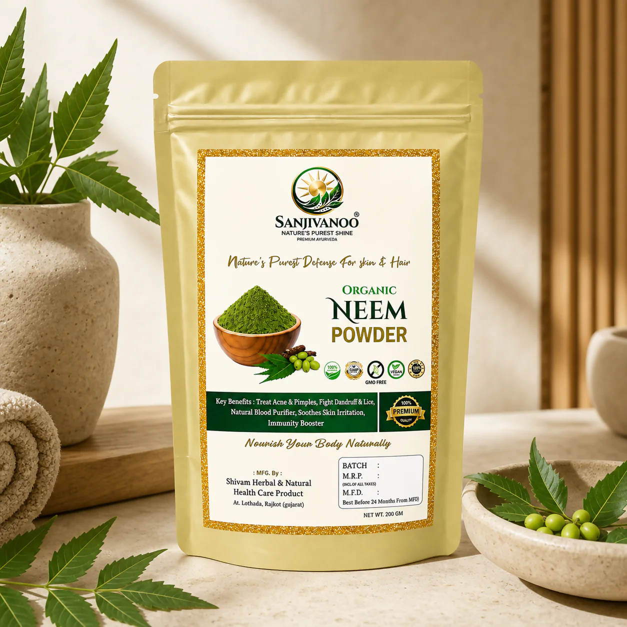 Sanjivanoo Neem Powder Skin Detox Anti Acne Herbal Care (200 GM) - Image 3