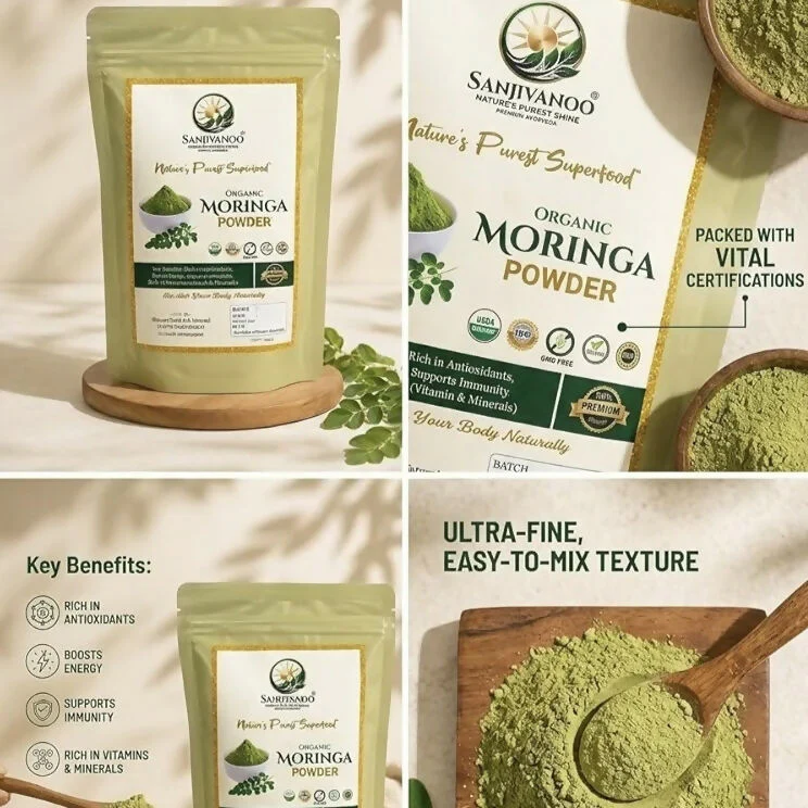 Sanjivanoo Organic Moringa Powder – Premium Natural Superfood 200 GM - Image 3