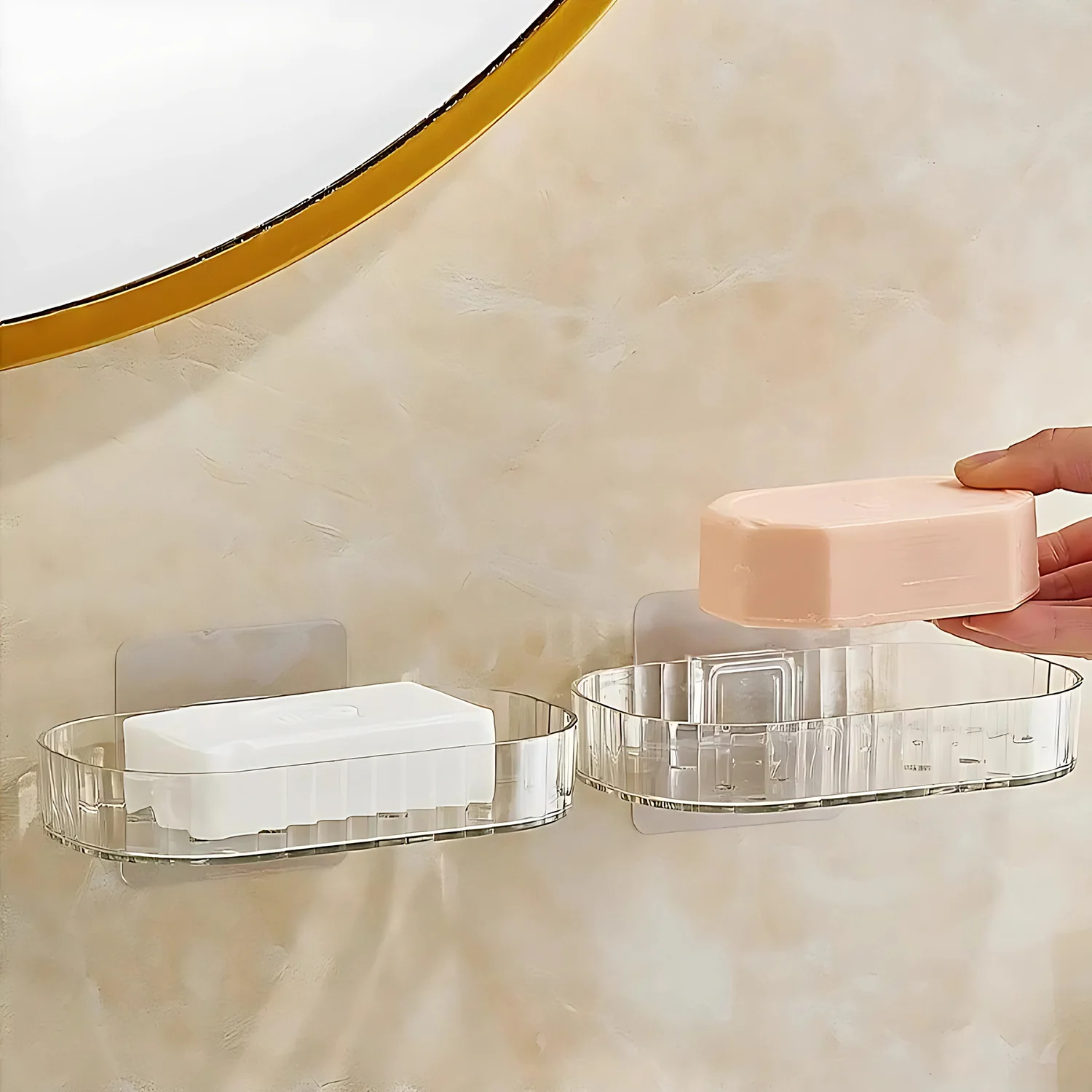 Transparent Wall Mounted Soap Dish Holder – Self Adhesive 2 Pc - Image 6