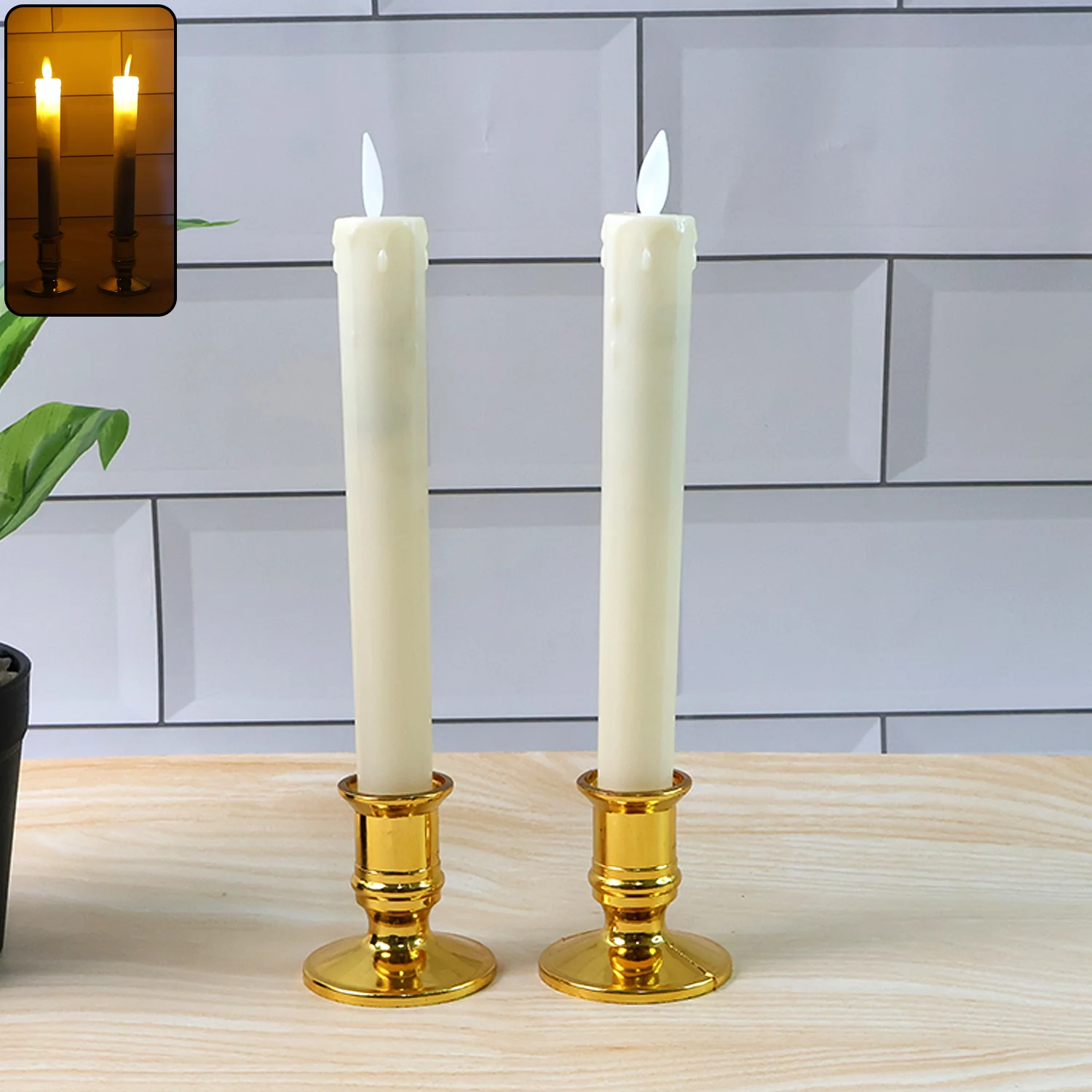 LED Flameless Taper Candles – Set of 2 Realistic Flickering Lights - Image 4