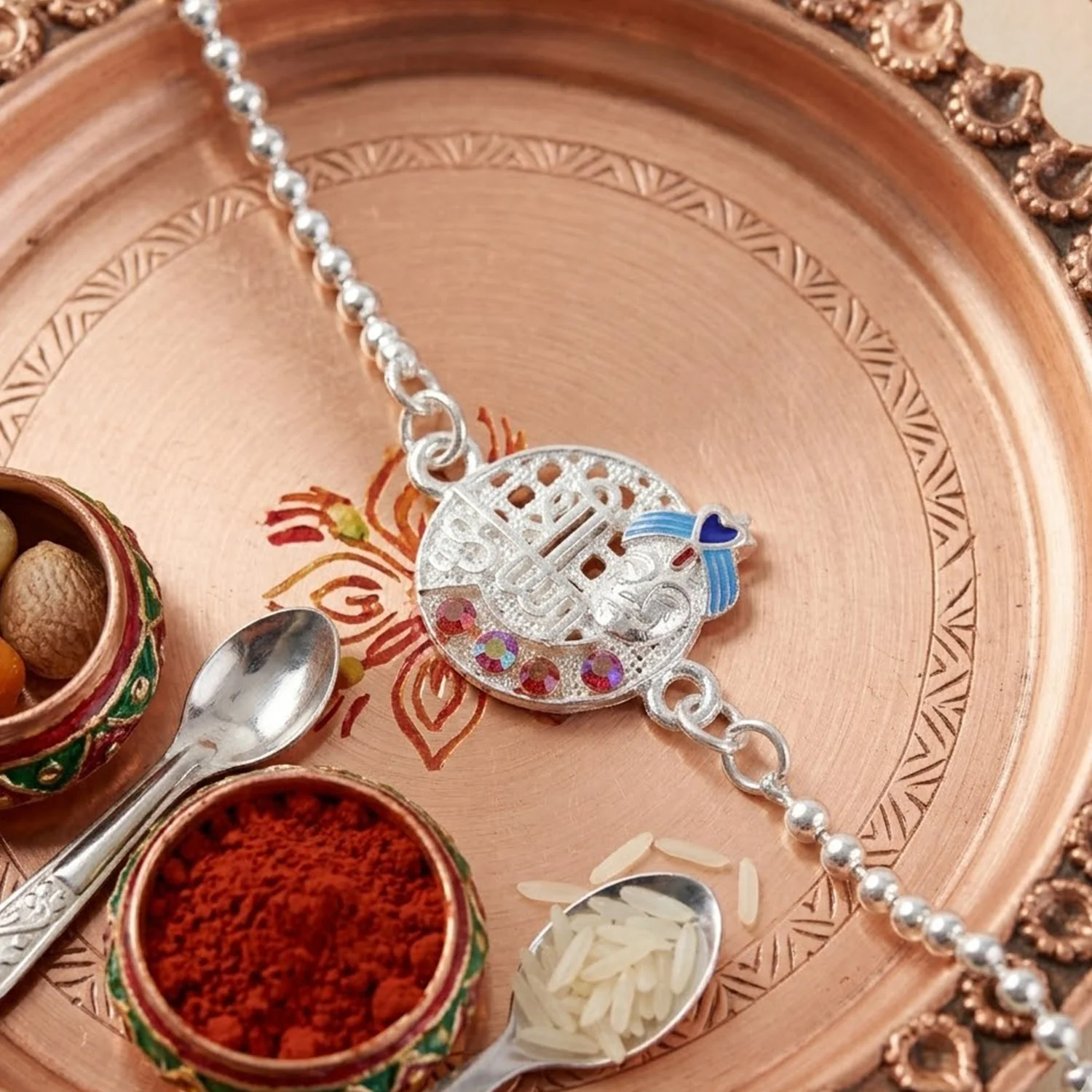 Raksha Bandhan Rakhi – Elegant Stone-Studded Brother's Gift - Image 3