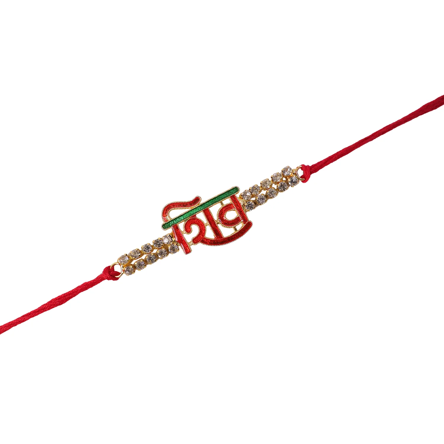Shiv Letter Crystal Rakhi – Elegant & Traditional Festive Gift - Image 5