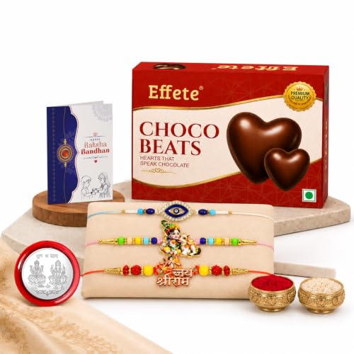 Shri Ram, Evil Eye Rakhi Combo - Raksha Bandhan Gift with Choco Beats 32gm, Pack of 7 - Image 6