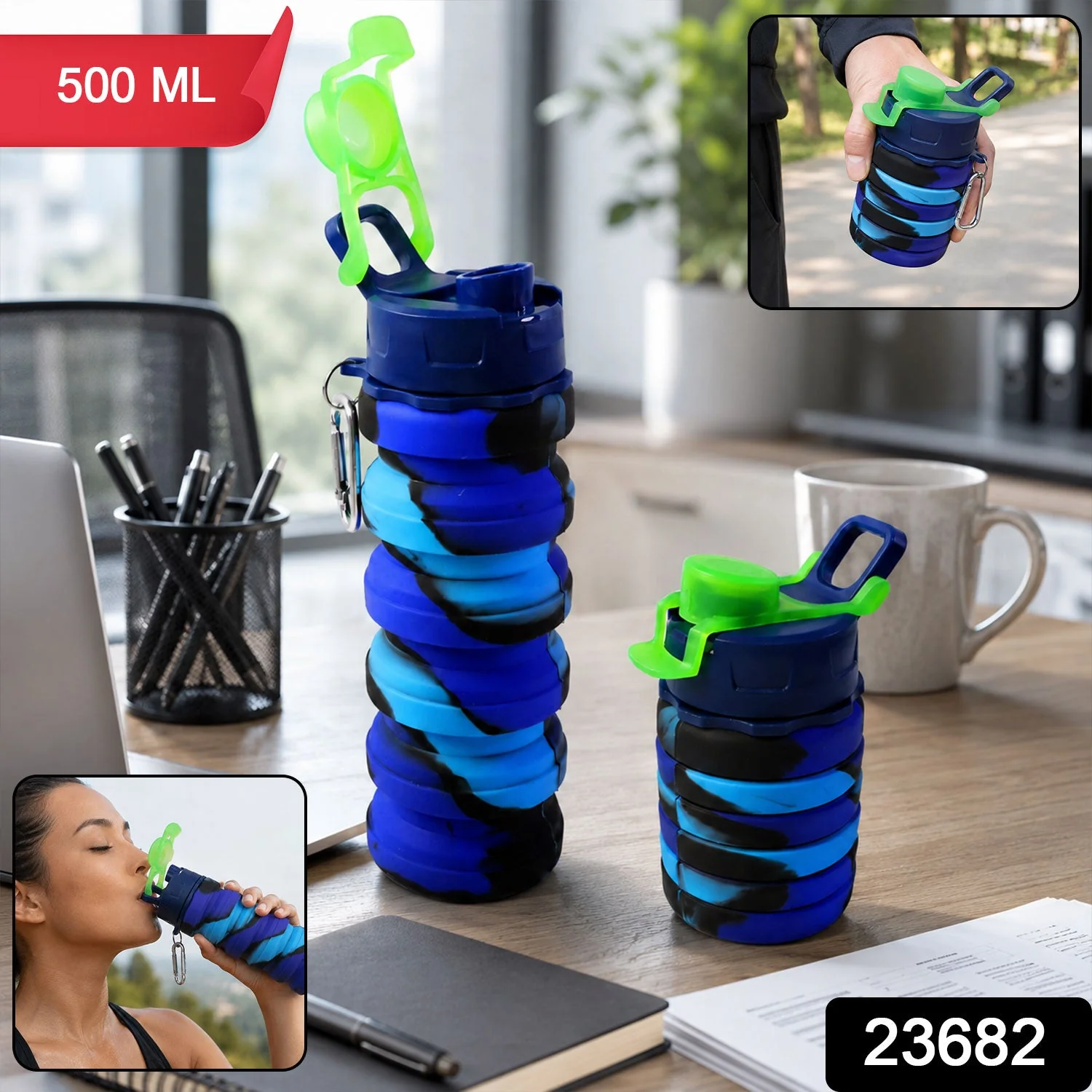 Sili Fold Collapsible Silicone Water Bottle – Leakproof & Portable - Image 2
