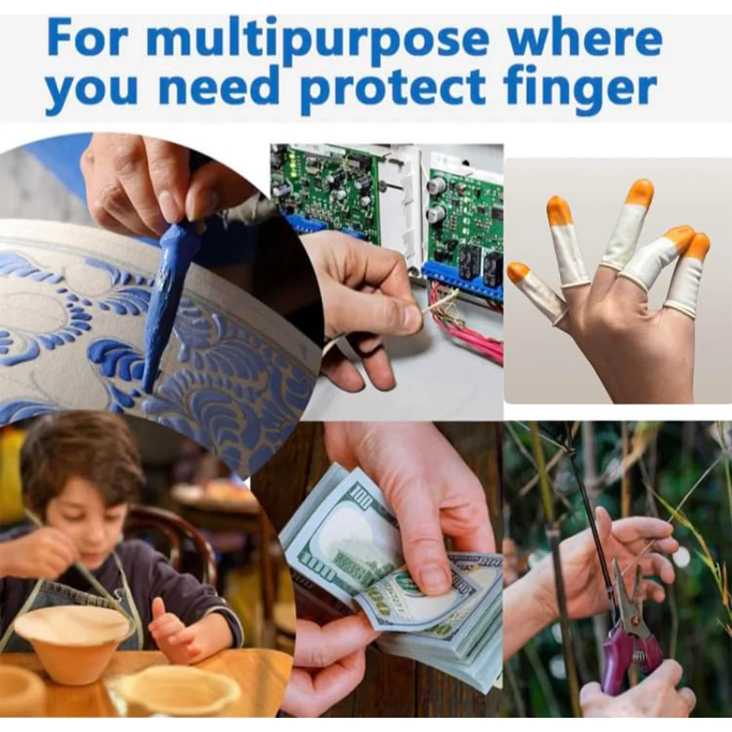 Silicone Finger Protector Caps, Reusable Anti Slip Fingertip Covers (10 Pcs Set) - Image 3