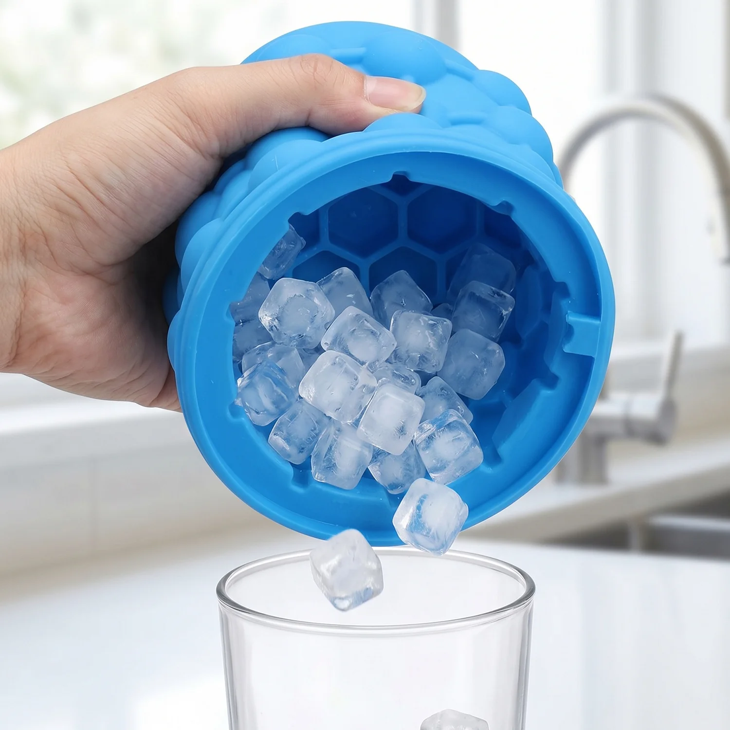 Silicone Ice Cube Maker Cup Squeeze to Pop Mould with Lid Space Sav... - Image 3