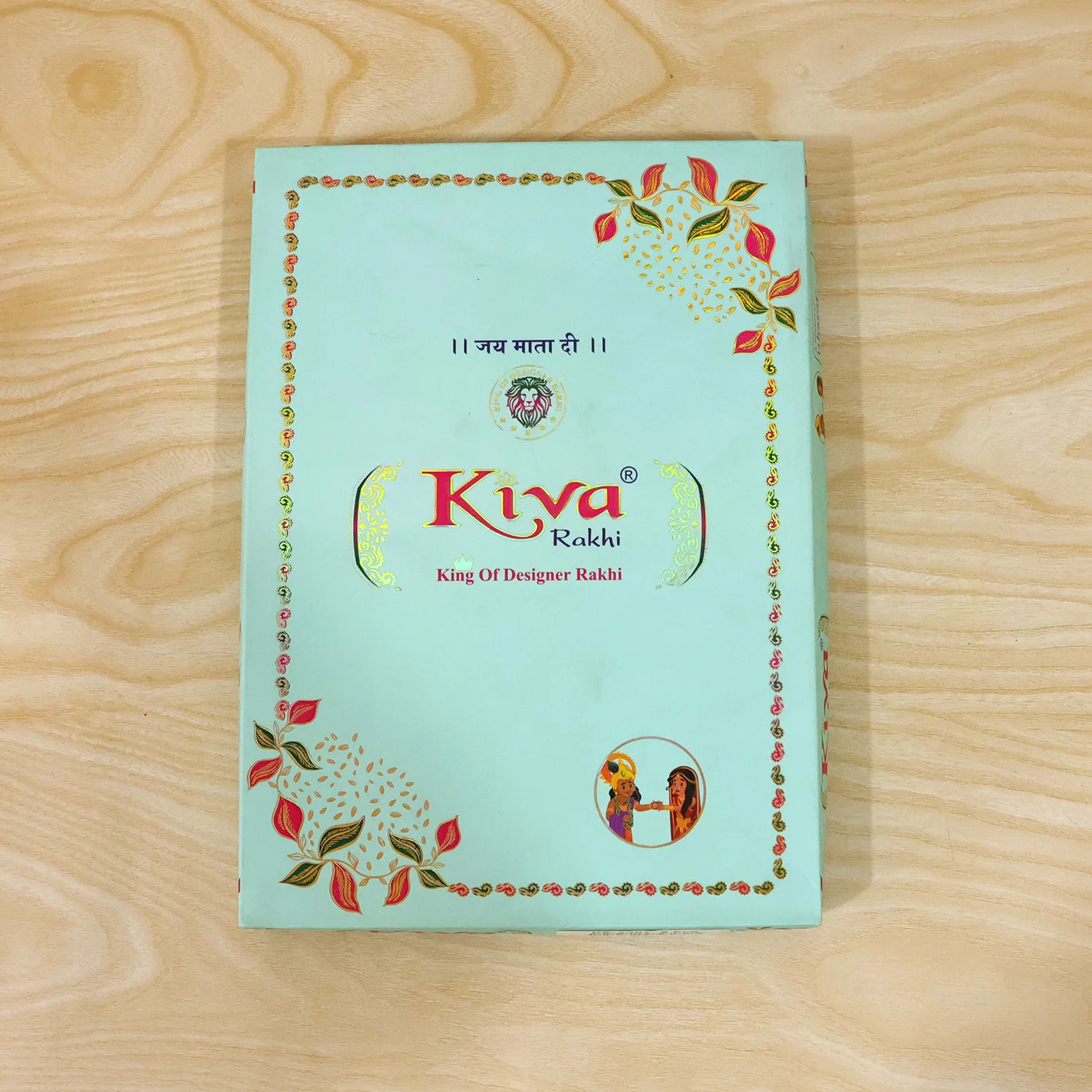 Silver Crown Temple Rakhi with Multicolor Stones, Roli Chawal Coin and Card Gift Packing - Image 7