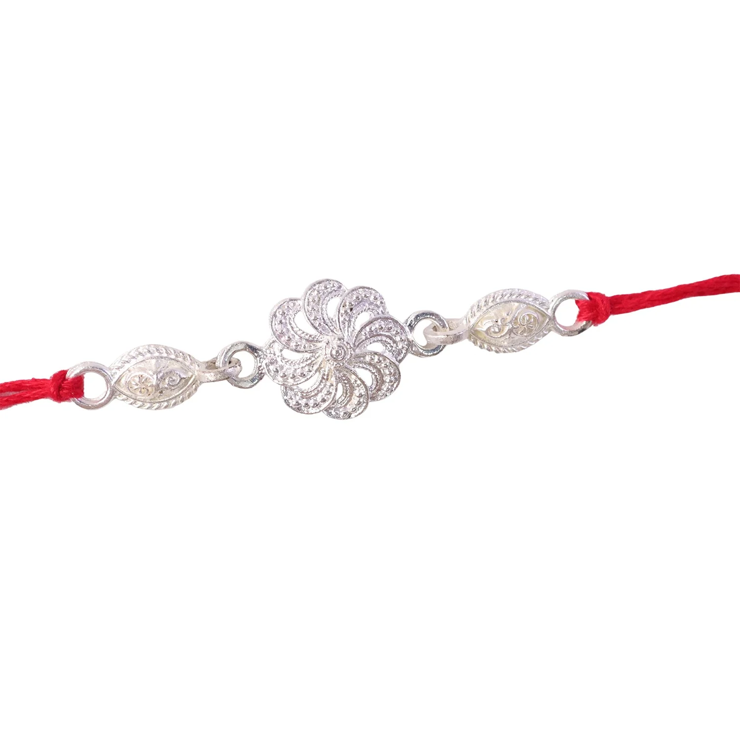 Silver Floral Chain Design Rakhi for Brother Bhai Raksha Bandhan Festival Special Gift - Image 4