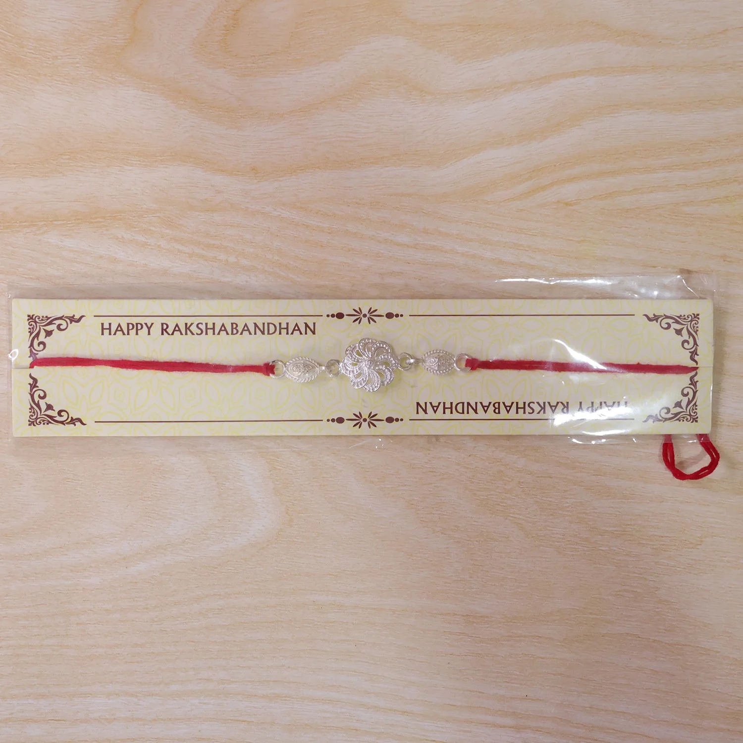 Silver Floral Chain Design Rakhi for Brother Bhai Raksha Bandhan Festival Special Gift - Image 6