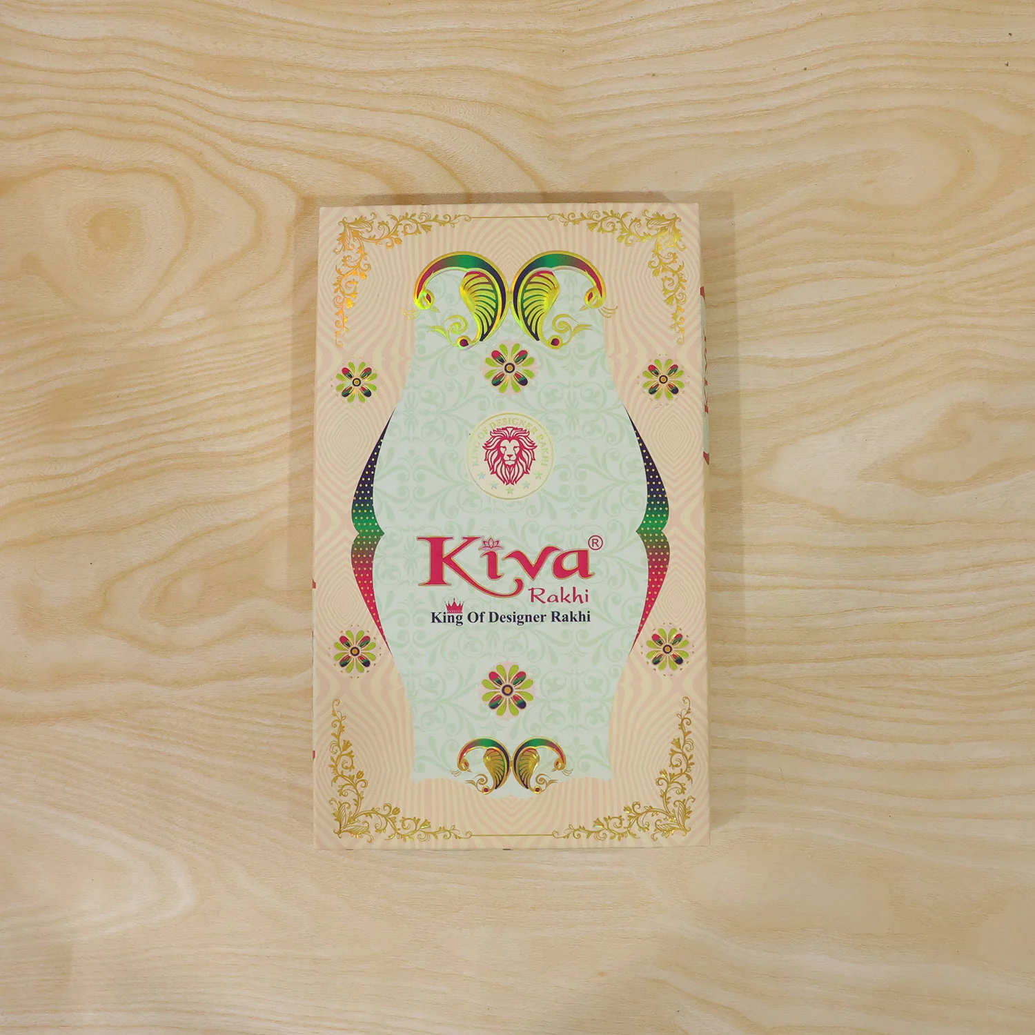 Silver Oval Floral Stone Rakhi with Color Petal Centre, Roli Chawal Coin and Card Packing - Image 6