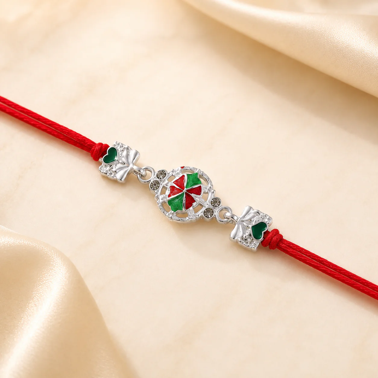 Silver Pinwheel Flower Rakhi – Designer Festive Charm for Brother - Image 2