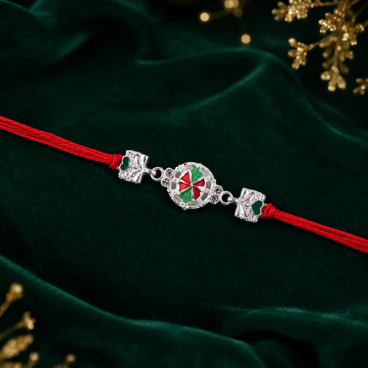 Silver Pinwheel Flower Rakhi – Designer Festive Charm for Brother - Image 4