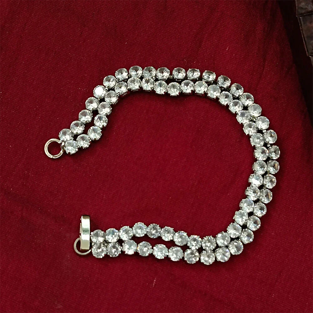 Ad Stone Double Line Silver Plated Bracelet – Elegant Sparkle - Image 2