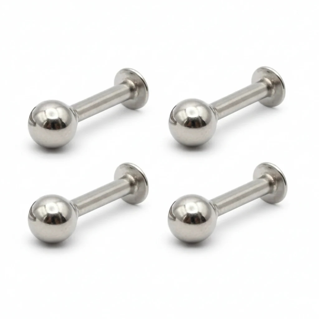 Labret Stud Nosepin Combo Pack – Comfortable Silver Plated Set of 4 - Image 3