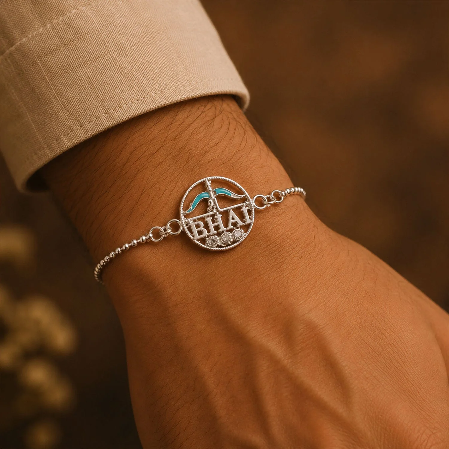 Bhai Rakhi – Stylish Enamel Chain for Brothers & Sisters - Image 4