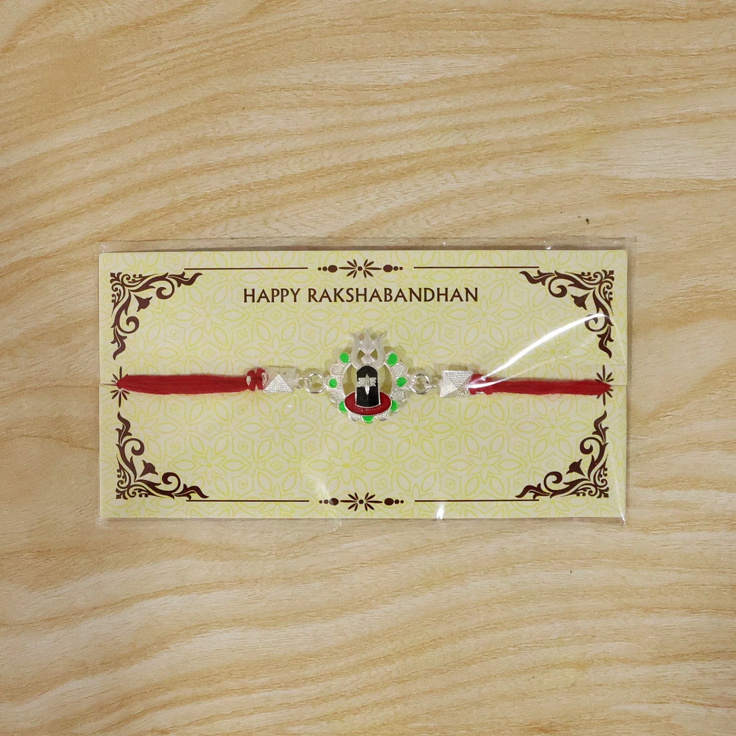 Silver Shiv Lingam Trishul Rakhi – Traditional & Festive - Image 6