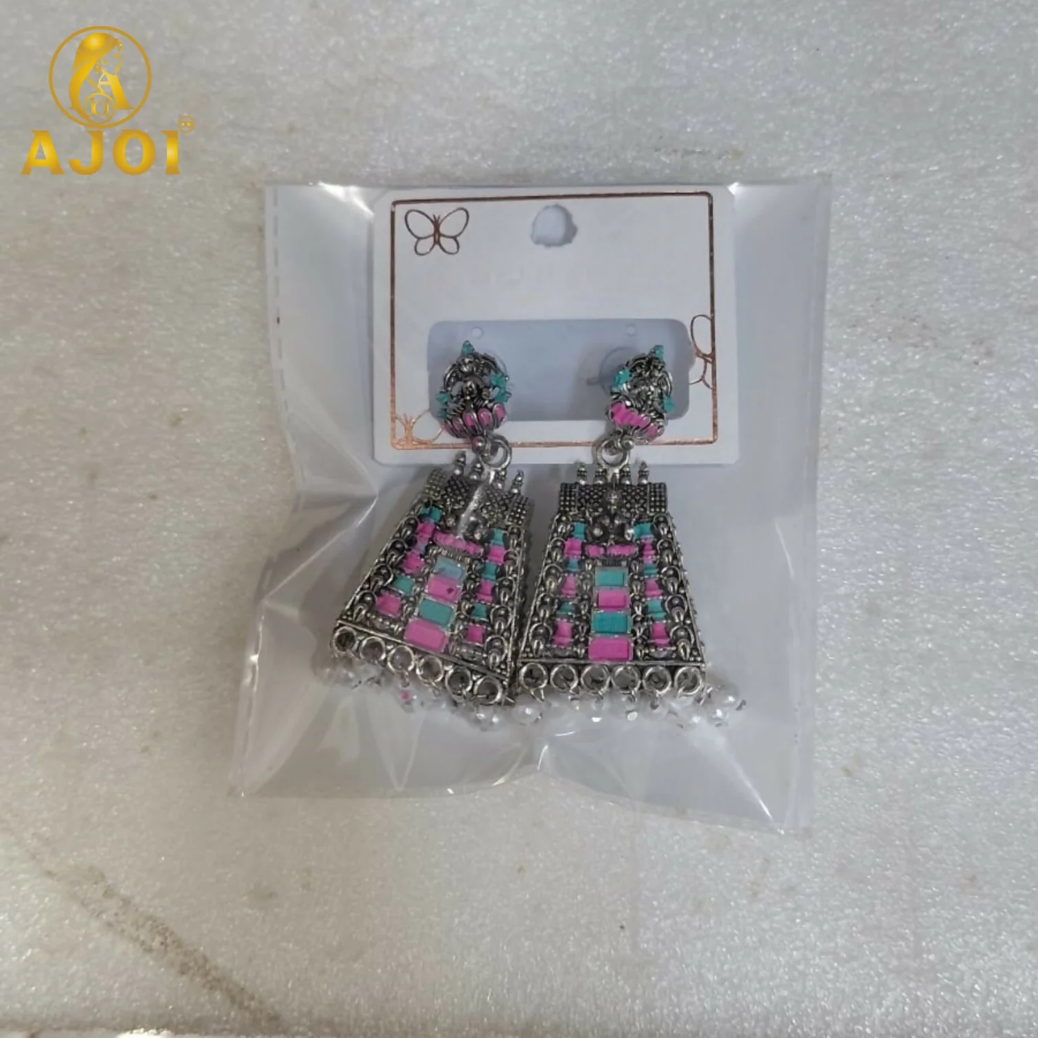 Silver Temple Style Pearl Drop Earrings – Elegant Traditional Jewelry - Image 5