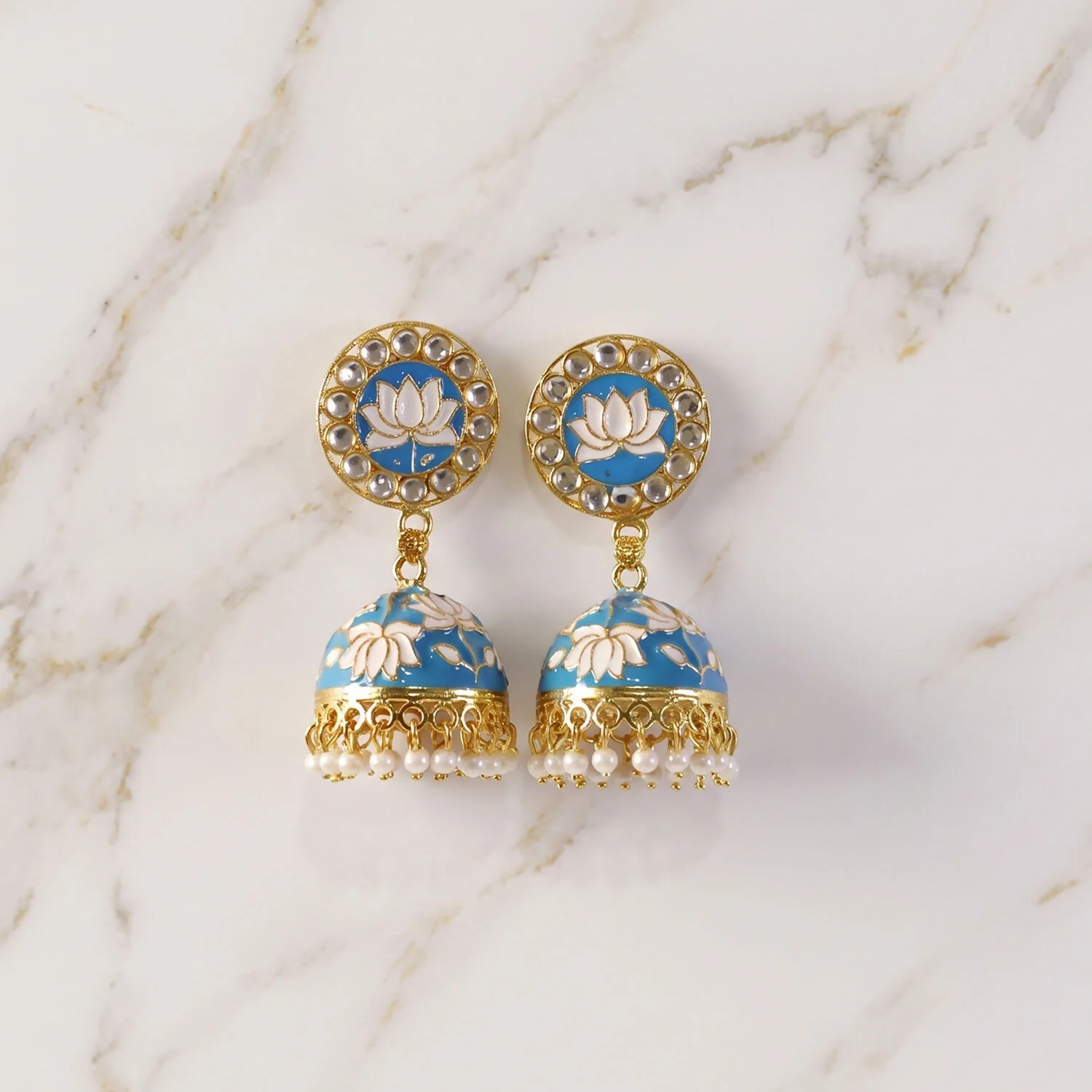 Jhumka Earrings – Elegant Traditional Pearl Bead Detailing - Image 2