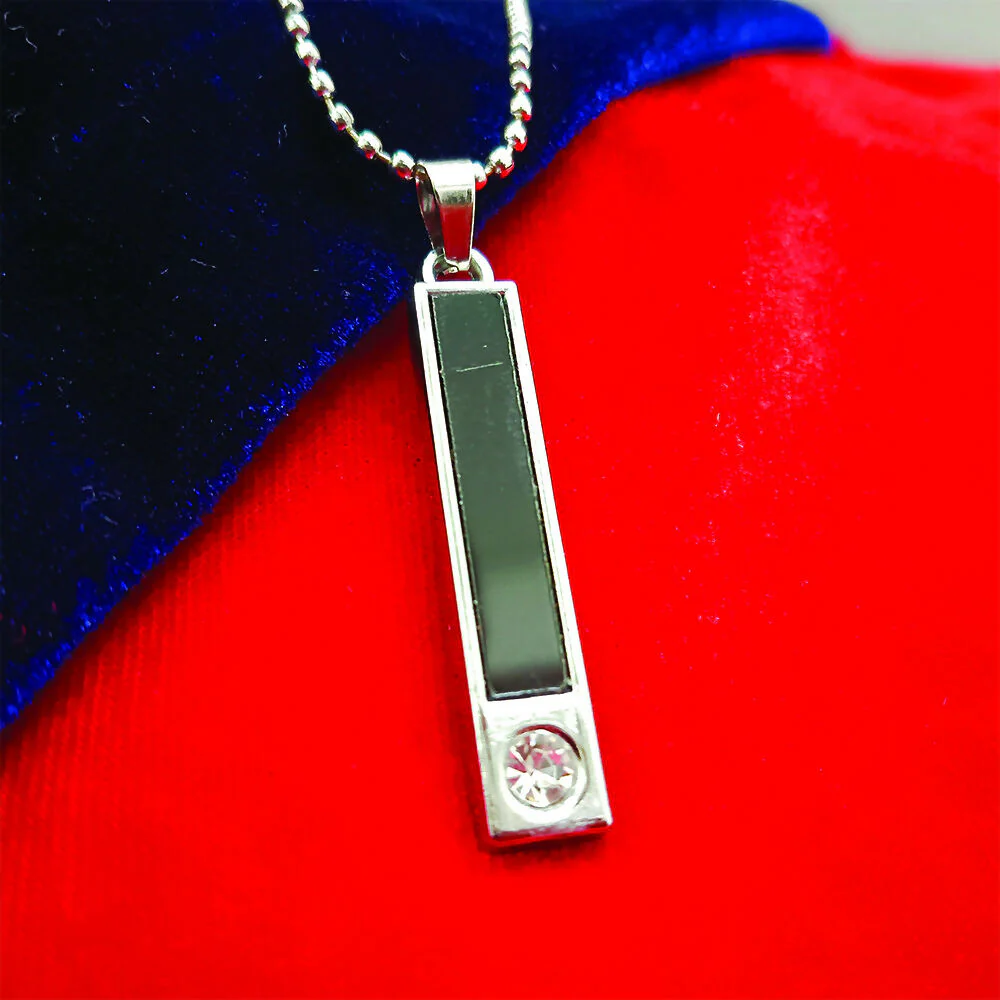 Rectangular Black Inlay Pendant for Men – Sleek Modern Design - Image 5