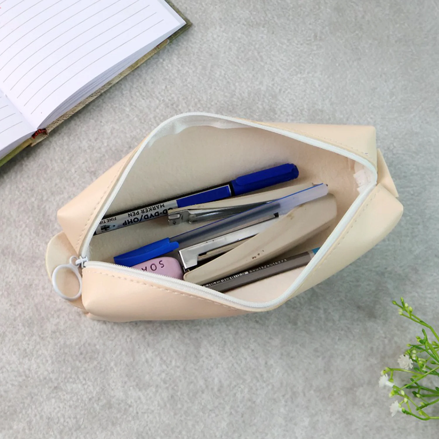 PU Leather Pencil Pouch – Slim, Soft Zippered Stationery Case - Image 3