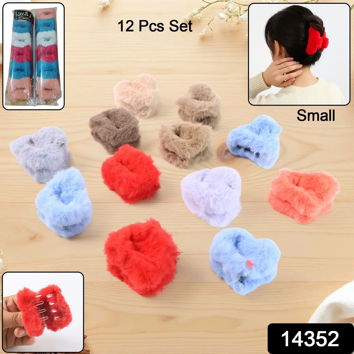 Small Hair Claw Clips – Plush Non-Slip Hair Accessories Set - Image 2