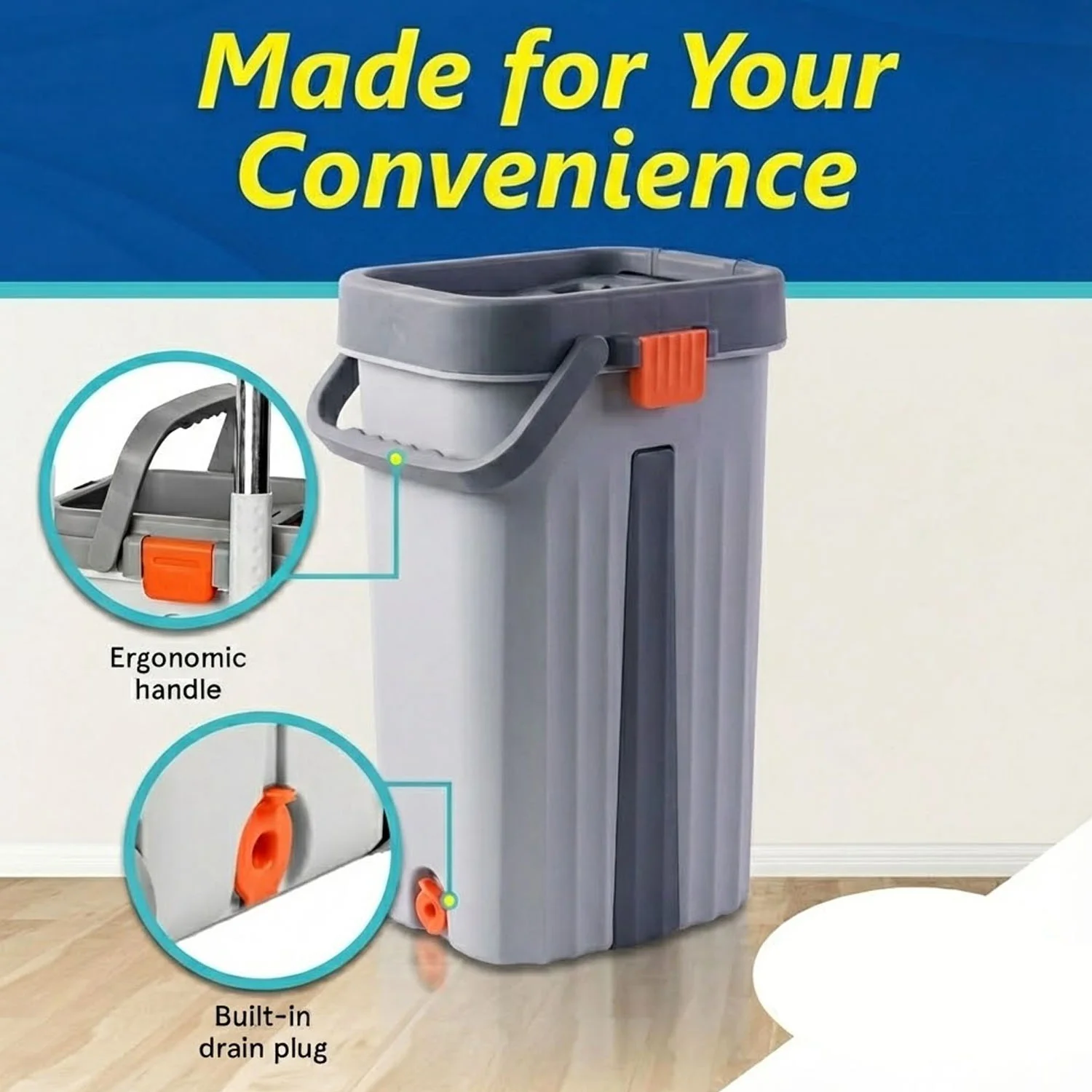 Small Flat Mop Bucket Set – Compact Multipurpose Cleaning Kit - Image 9