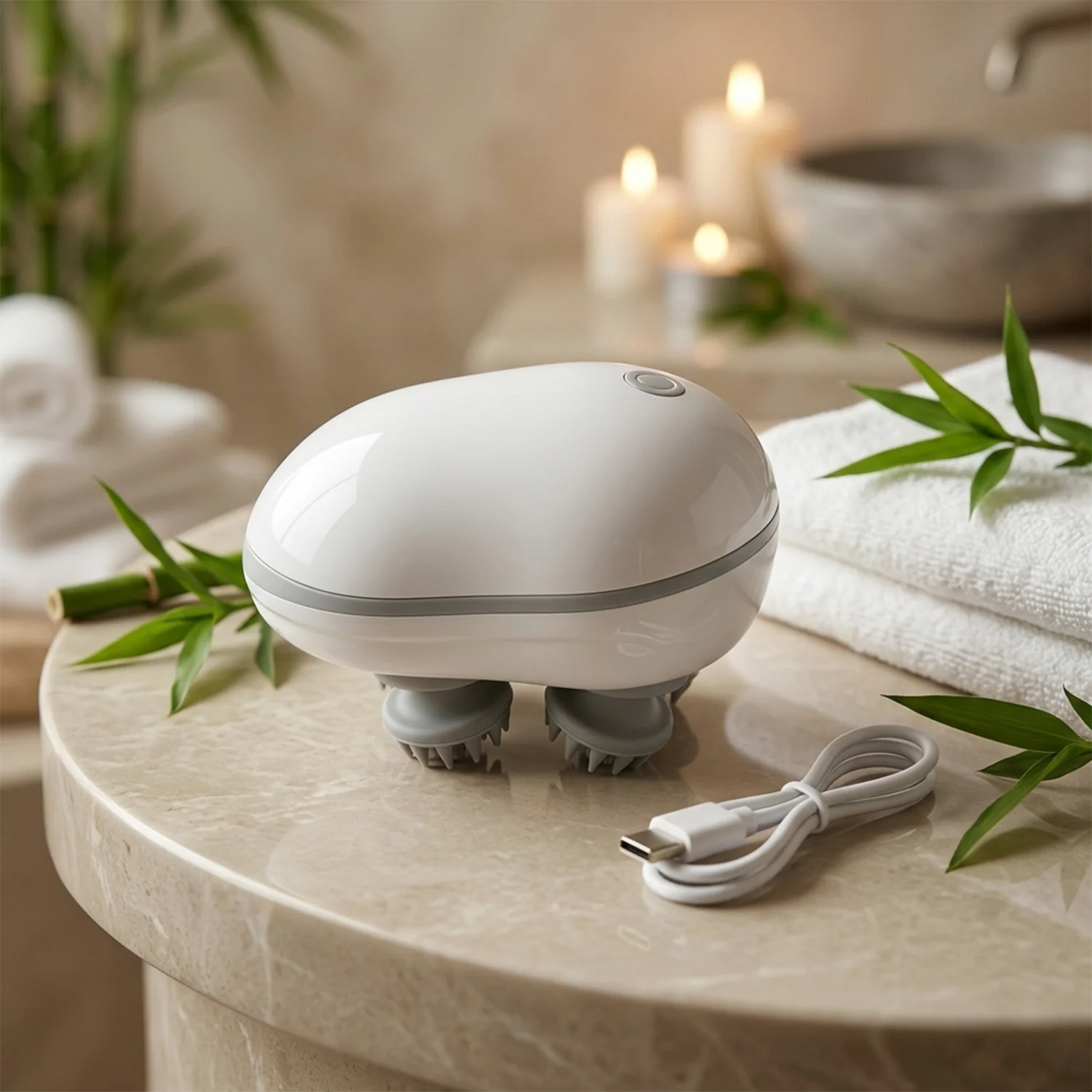 Electric Scalp Massager – Portable USB Rechargeable with 4 Heads - Image 8