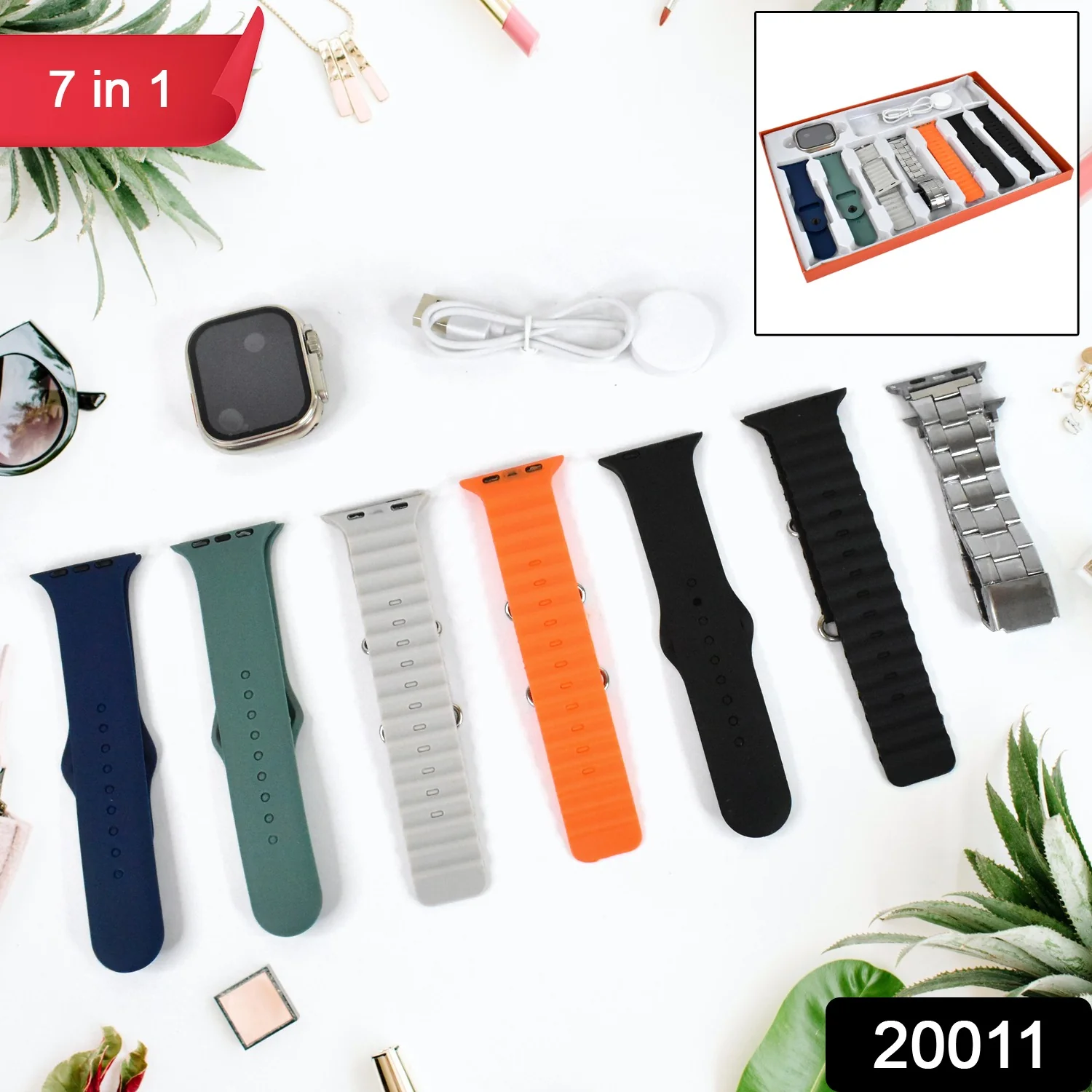 Smartwatch Combo – 7 Straps, Screen Guard & Fitness | TrackAura - Image 2
