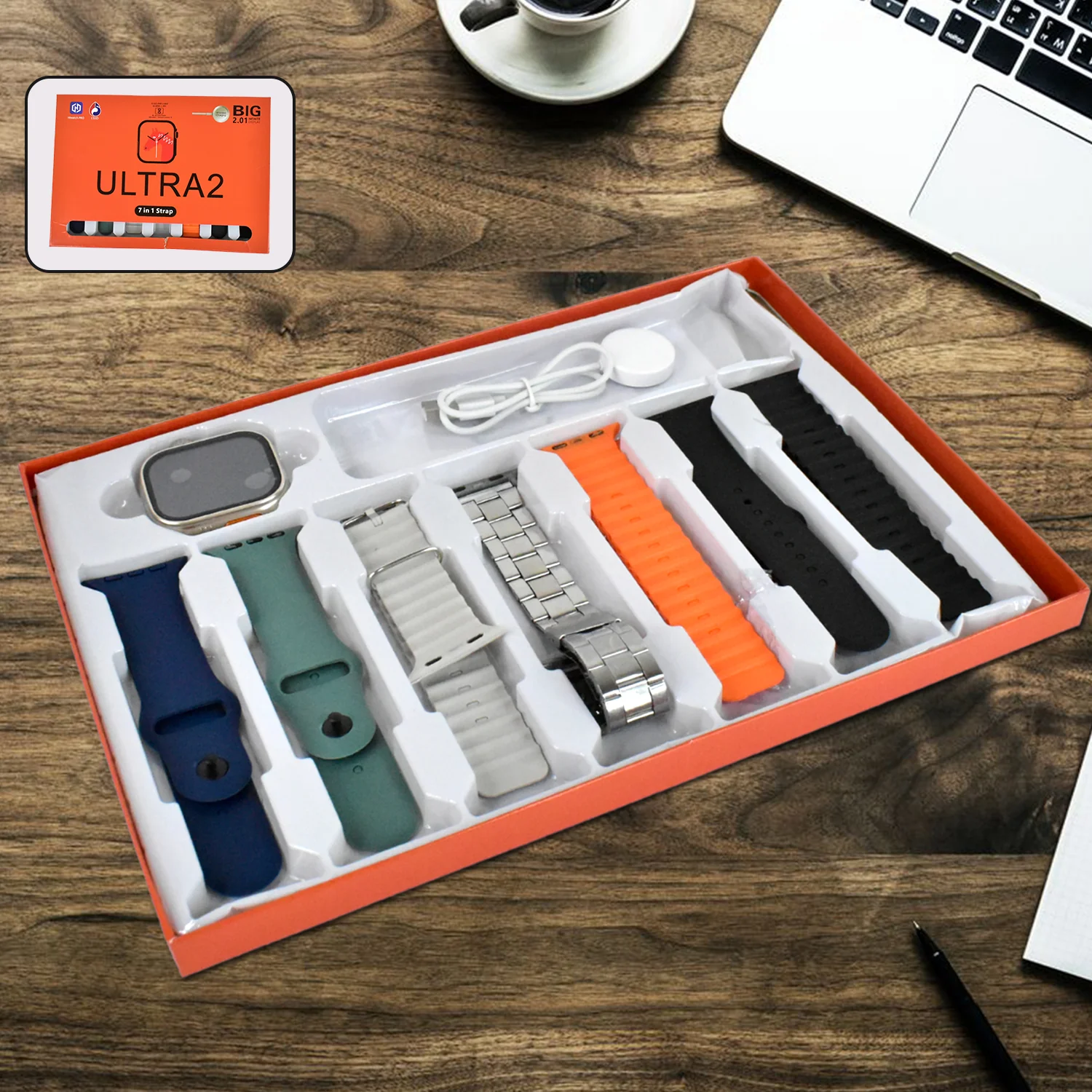 Smartwatch Combo – 7 Straps, Screen Guard & Fitness | TrackAura - Image 3