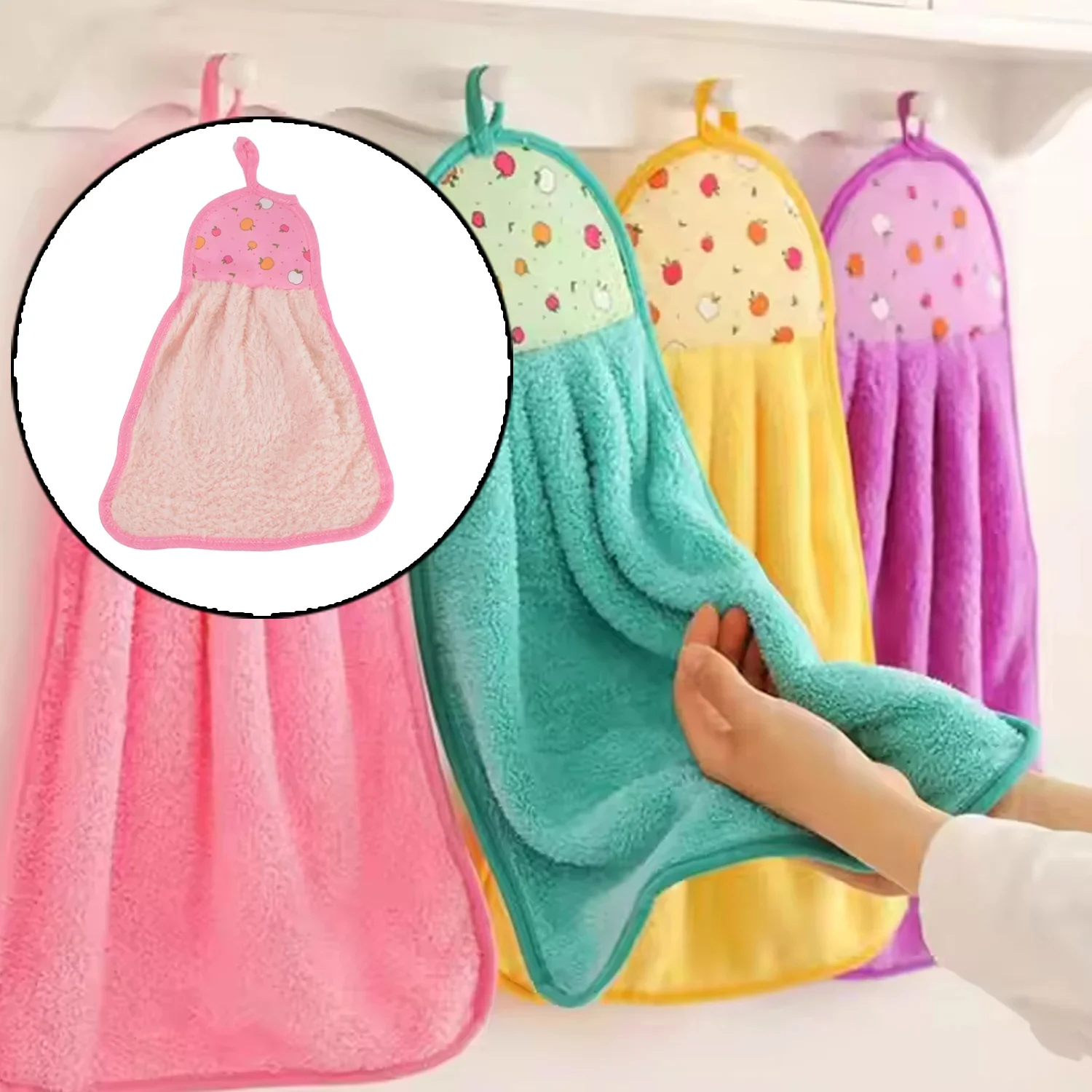 Soft Microfiber Hanging Hand Towel – Quick-Dry with Adhesive Hook - Image 3