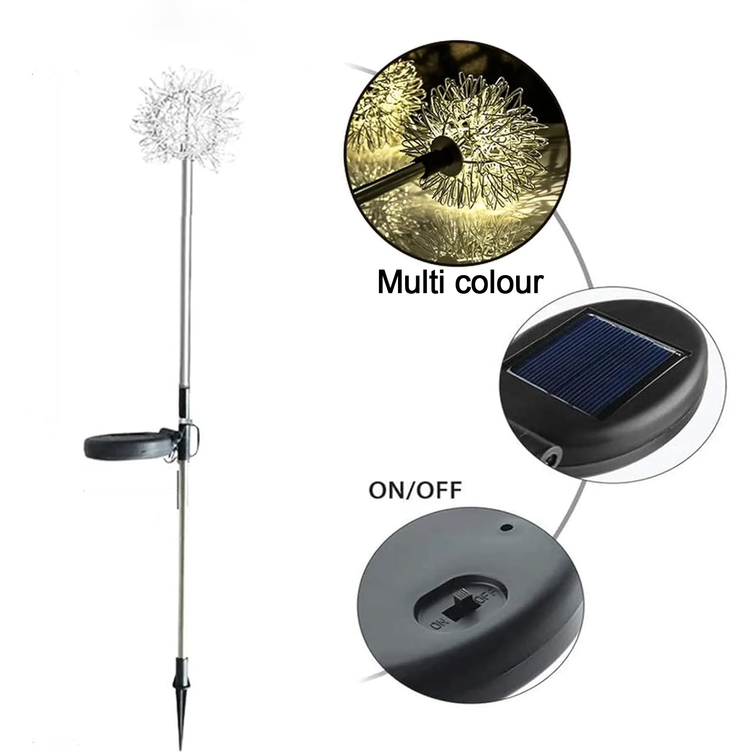 Solar Powered Dandelion Garden Lights – 2 Pc Multicolor LEDs - Image 7