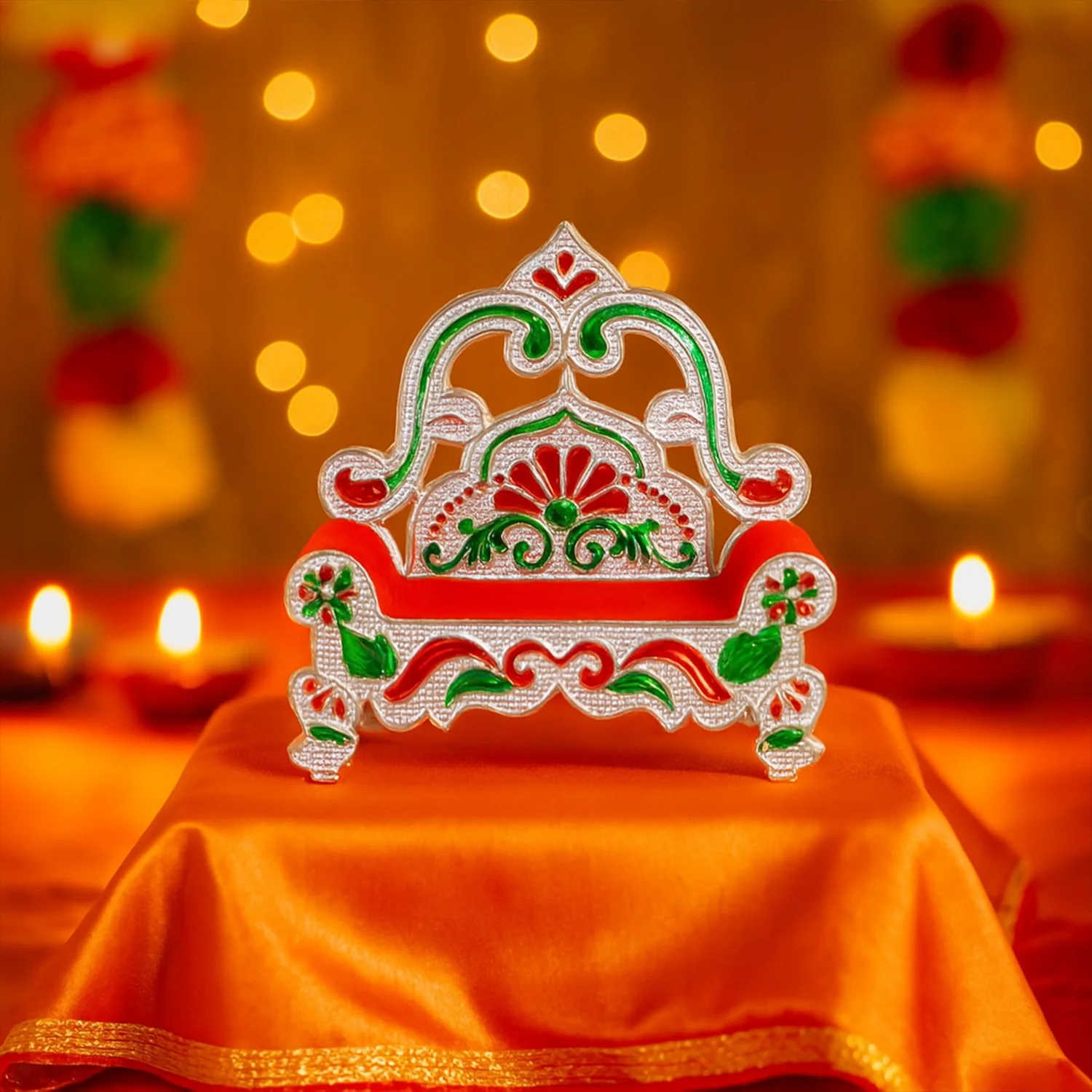 Small Decorative Singhasan – Elegant Plastic Throne for Pooja Idols - Image 3
