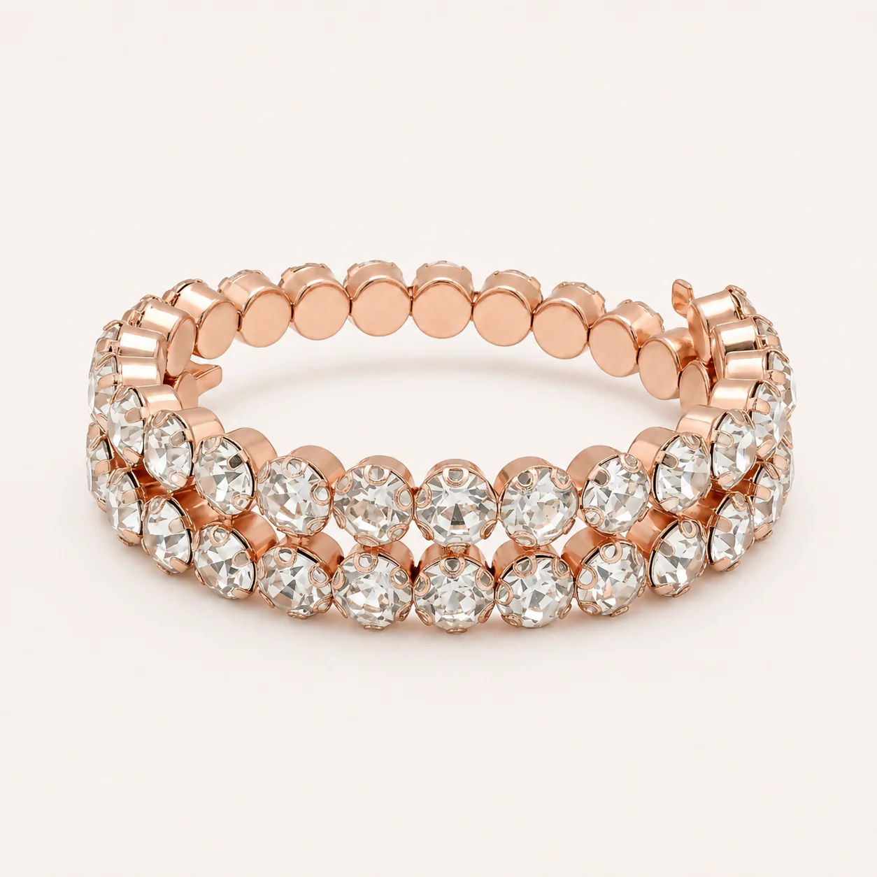 Sparkling Austrian Stone Rose Gold Bracelet for Women with Double Row Design - Image 5