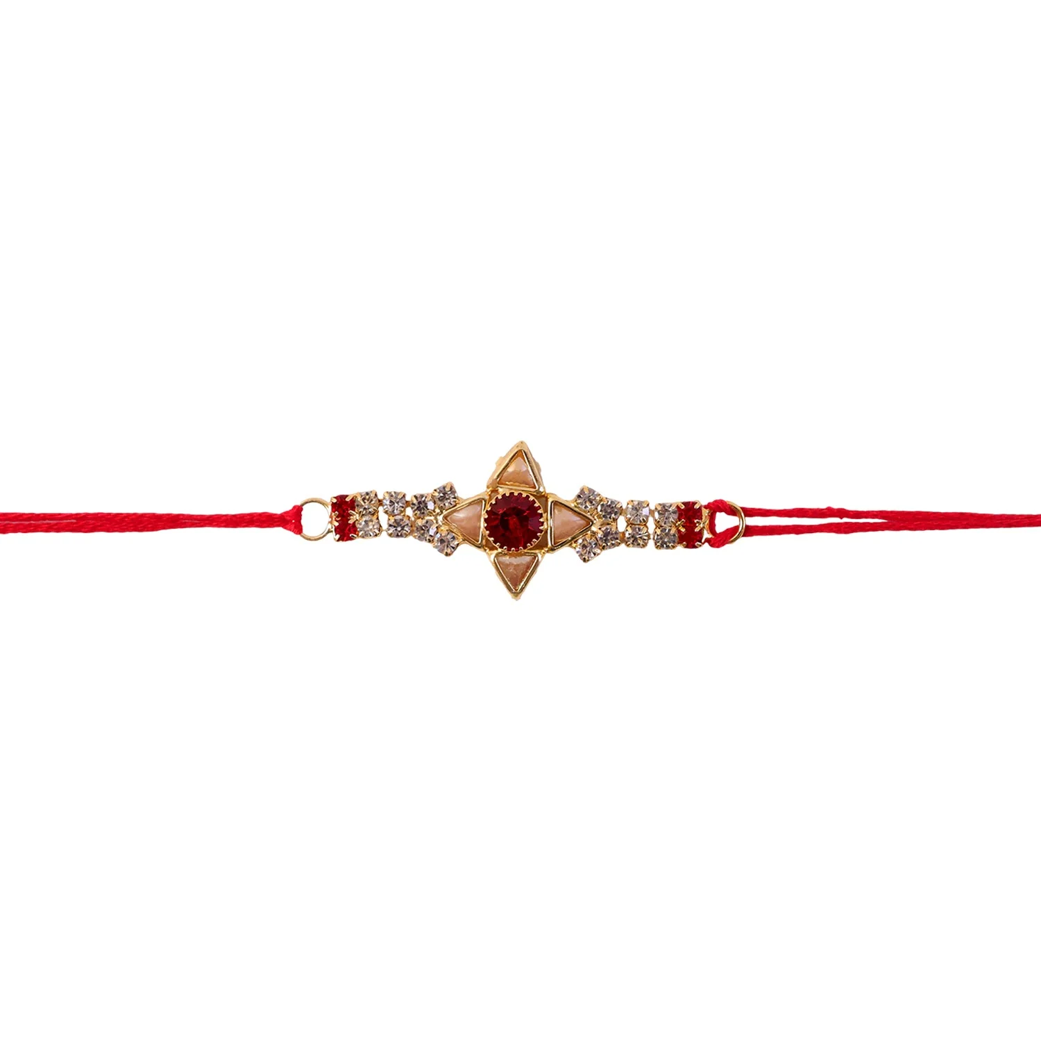 Rakhi for Brother – Sparkling Gold Marquise & Red Stone - Image 5
