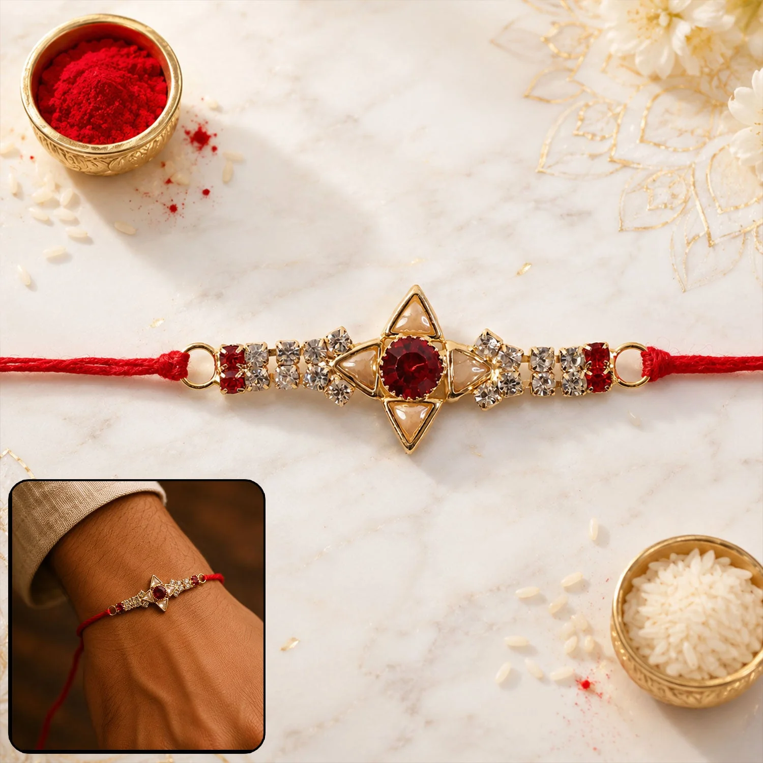 Sparkling Gold Star Rakhi – Elegant Design for Raksha Bandhan