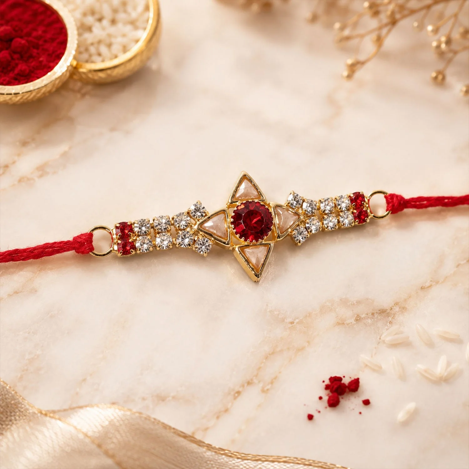 Sparkling Gold Star Rakhi – Elegant Design for Raksha Bandhan - Image 3