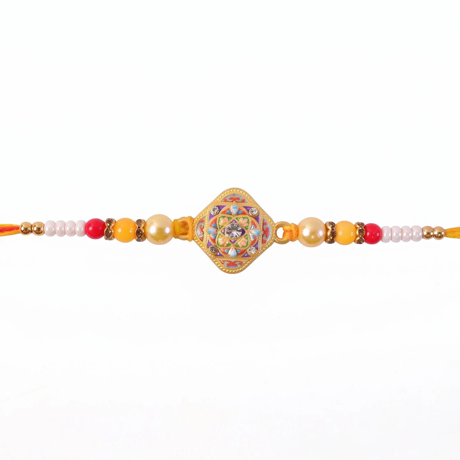 Square Kundan Stone Rakhi for Brother Bhai Raksha Bandhan Festival Special Gift Set - Image 5