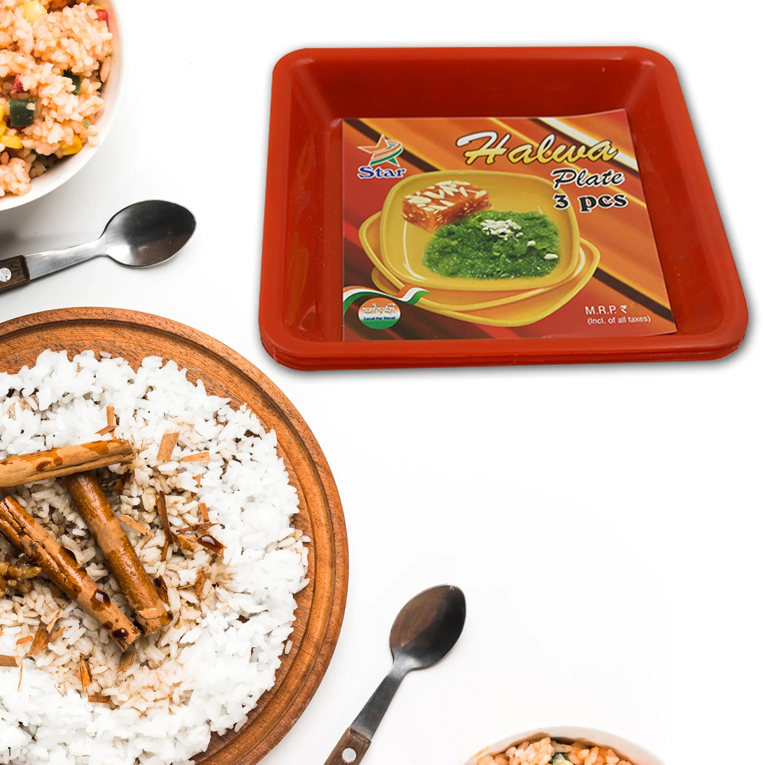 Halwa Serving Tray Set – Durable Square Plastic 3-Pc | VoltDesk - Image 7