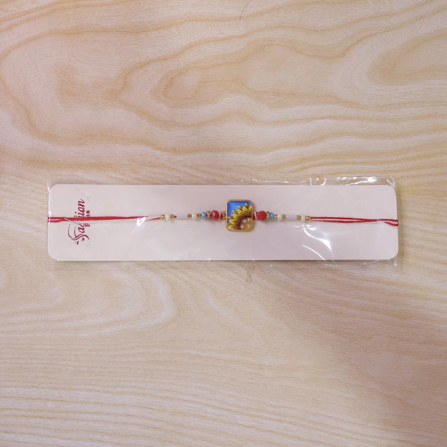 Square Sunflower Beads Rakhi for Brother Bhai Raksha Bandhan Festival Special Gift - Image 6