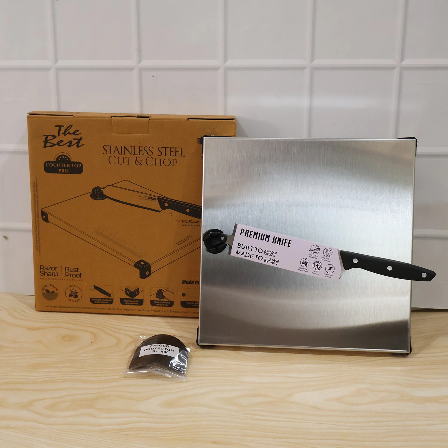 Stainless Steel 2 In 1 Cutting and Chopping Board with Built In Kni... - Image 9