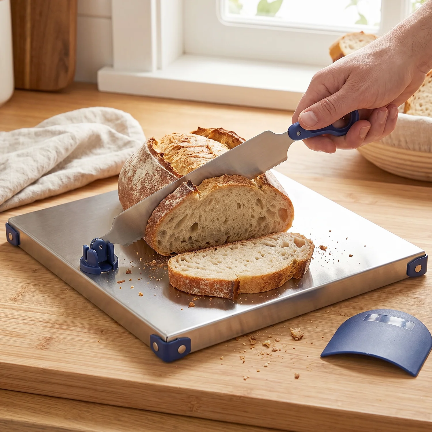 Stainless Steel 2 In 1 Cutting Chopping Board with Knife Finger Gua... - Image 4