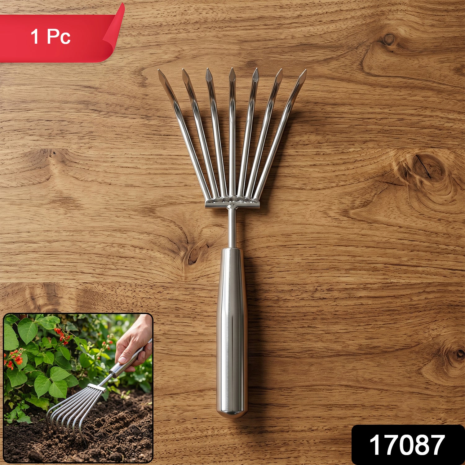 Stainless Steel Garden Rake – Durable & Rust-Resistant Tool for Easy Gardening - Image 2